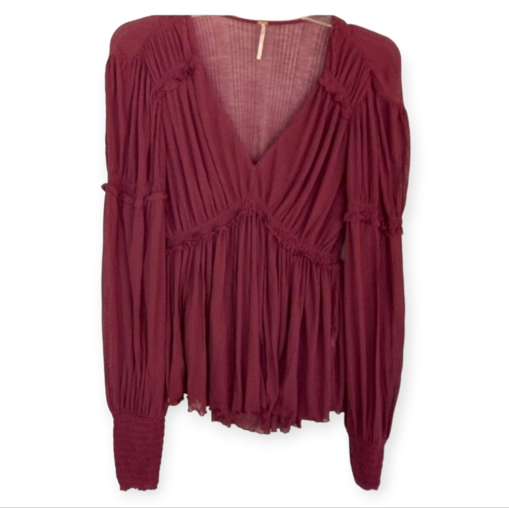 Free People Gorgeous Plum Day Dreaming Long Sleeve Shirt FIRM ♥️ - Picture 2 of 8